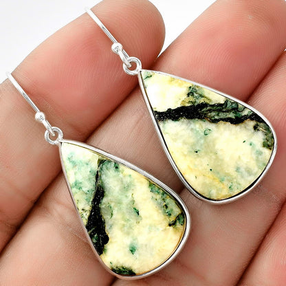 Natural Tree Weed Moss Agate - India Earrings E-1001 SDE69059