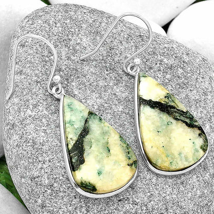 Natural Tree Weed Moss Agate - India Earrings E-1001 SDE69059
