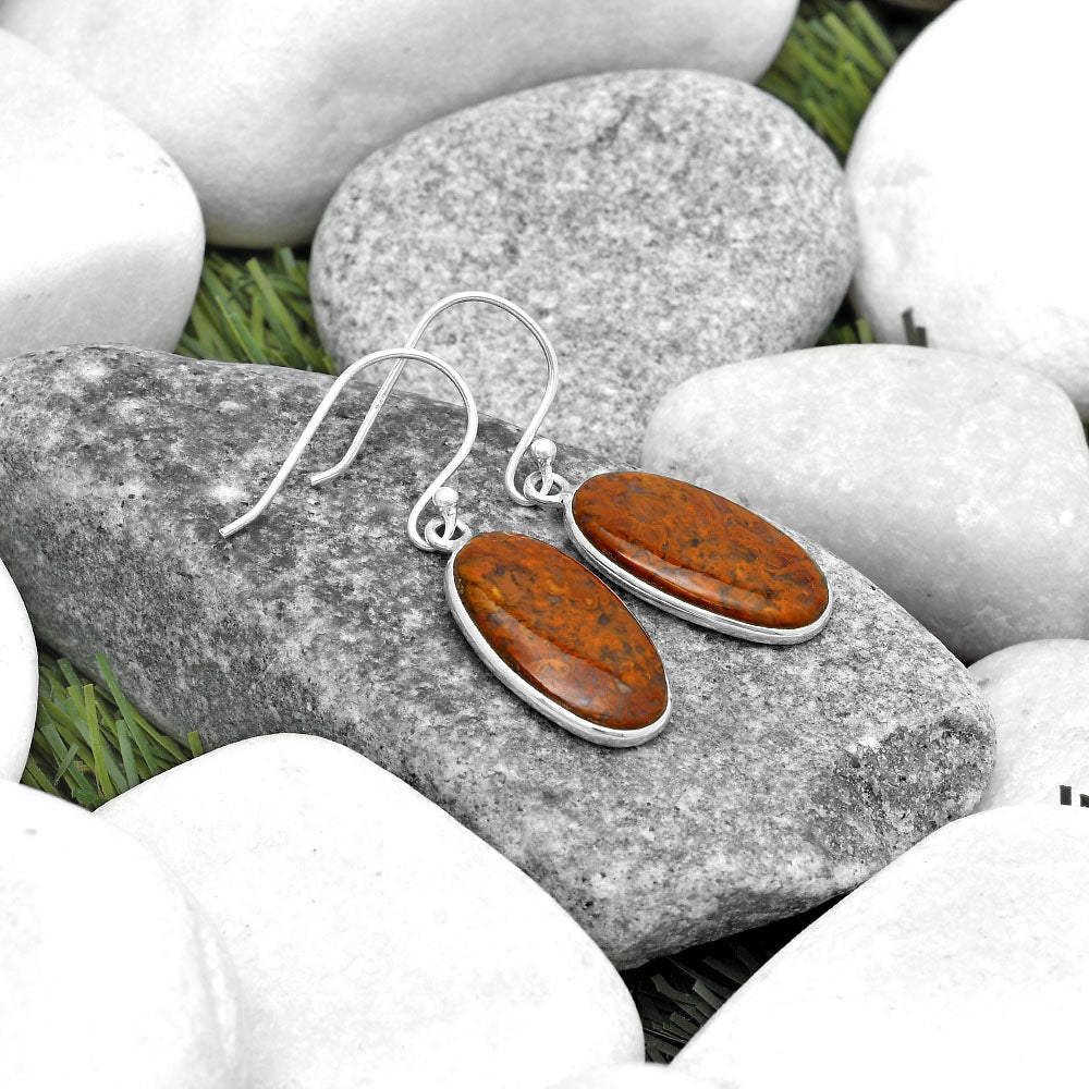 Natural Red Moss Agate Earrings E-1001 SDE69399