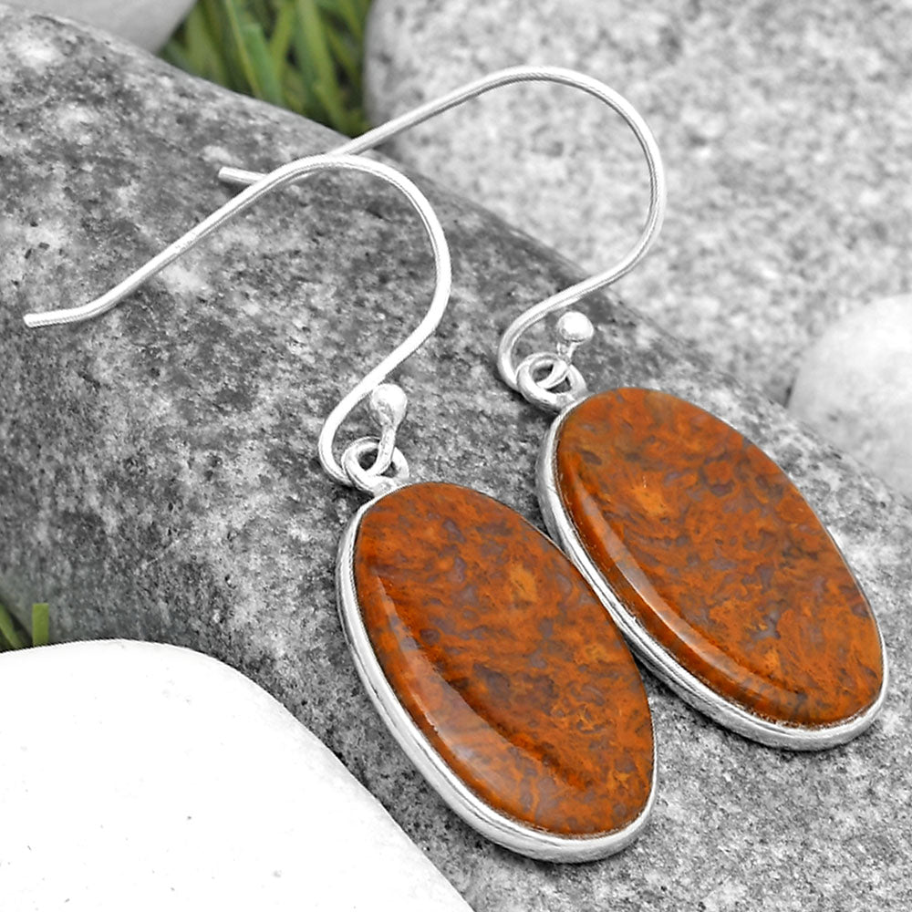 Natural Red Moss Agate Earrings E-1001 SDE69577