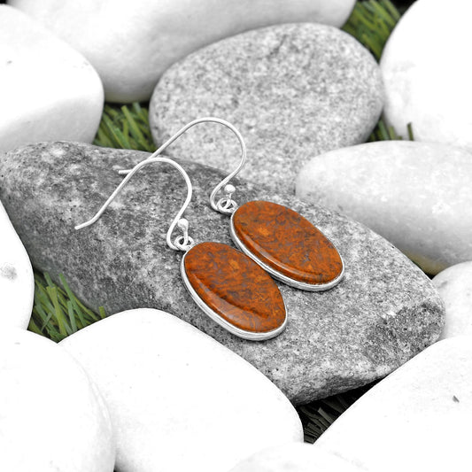Natural Red Moss Agate Earrings E-1001 SDE69577