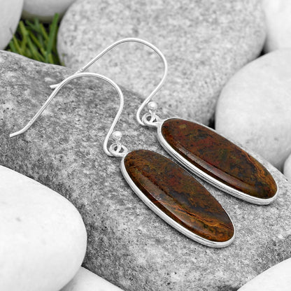 Natural Red Moss Agate Earrings E-1001 SDE69727