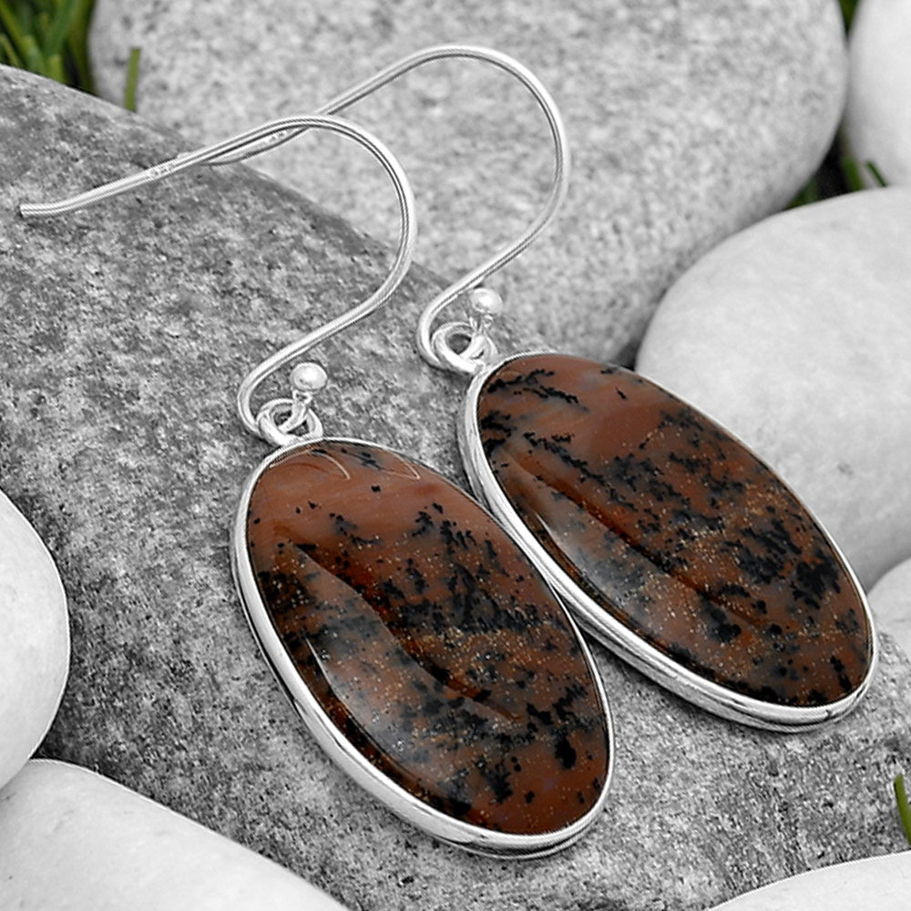 Natural Russian Honey Dendrite Opal Earrings E-1001 SDE70052