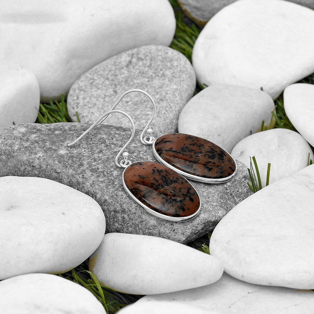 Natural Russian Honey Dendrite Opal Earrings E-1001 SDE70052