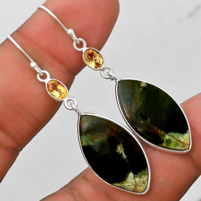 Natural Chrome Chalcedony & Citrine Earrings E-1002 SDE70074