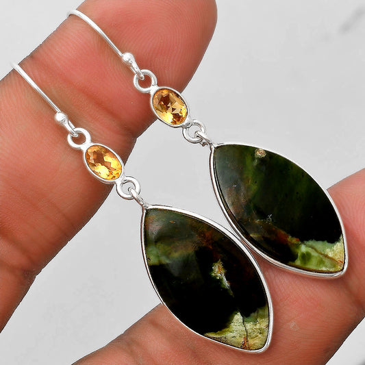 Natural Chrome Chalcedony & Citrine Earrings E-1002 SDE70074