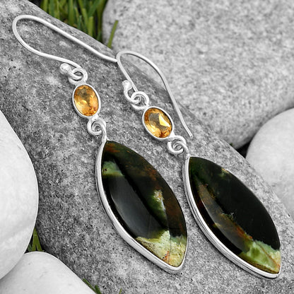 Natural Chrome Chalcedony & Citrine Earrings E-1002 SDE70074