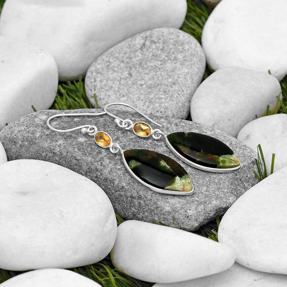 Natural Chrome Chalcedony & Citrine Earrings E-1002 SDE70074