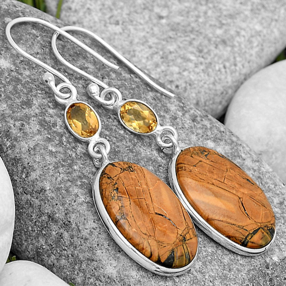 Maligano Jasper Indonesia & Citrine Earrings E-1002 SDE70092