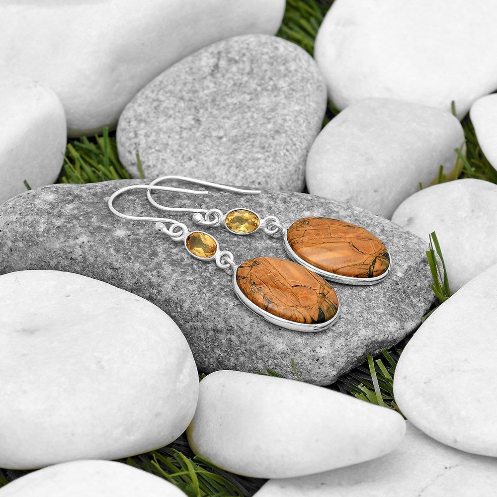 Maligano Jasper Indonesia & Citrine Earrings E-1002 SDE70092