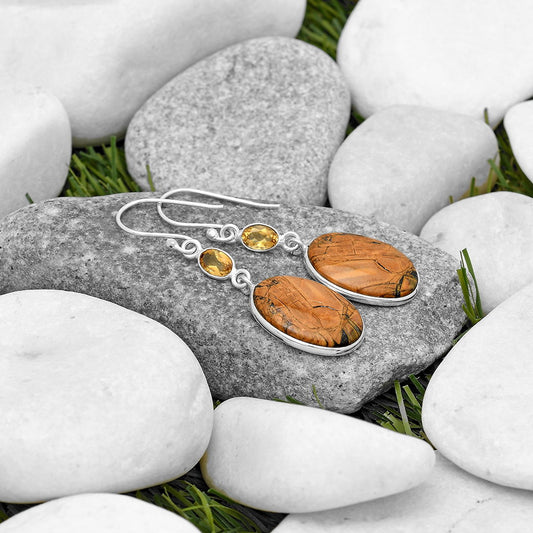Maligano Jasper Indonesia & Citrine Earrings E-1002 SDE70092