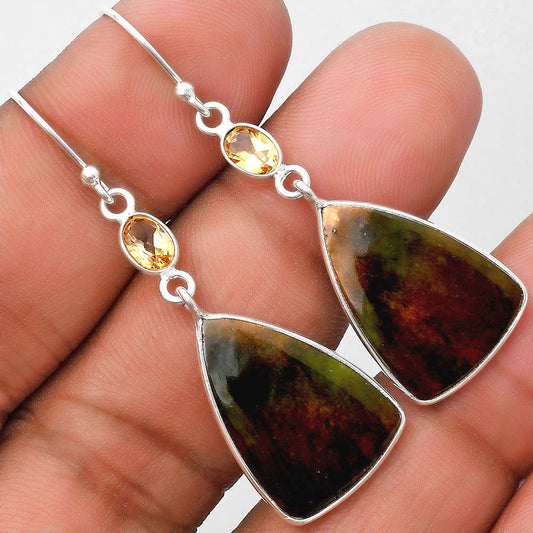 Natural Chrome Chalcedony & Citrine Earrings E-1002 SDE70258