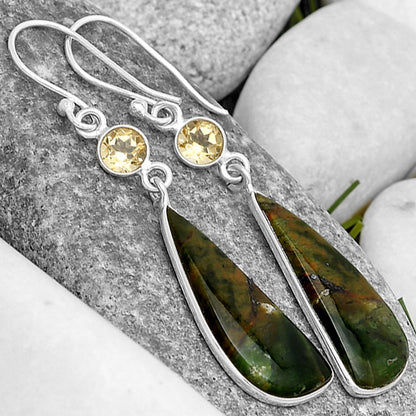 Natural Chrome Chalcedony & Citrine Earrings E-1002 SDE70297
