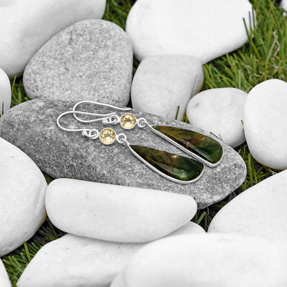 Natural Chrome Chalcedony & Citrine Earrings E-1002 SDE70297