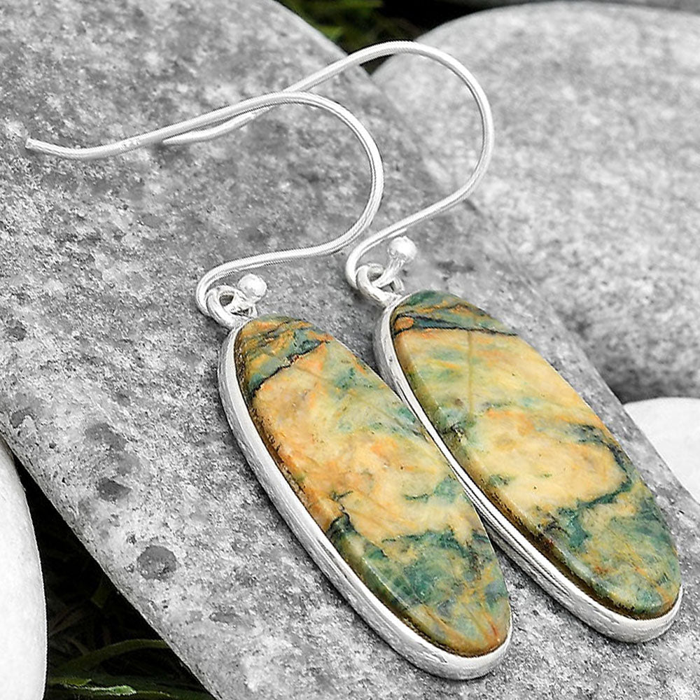 Natural Tree Weed Moss Agate - India Earrings E-1001 SDE70411