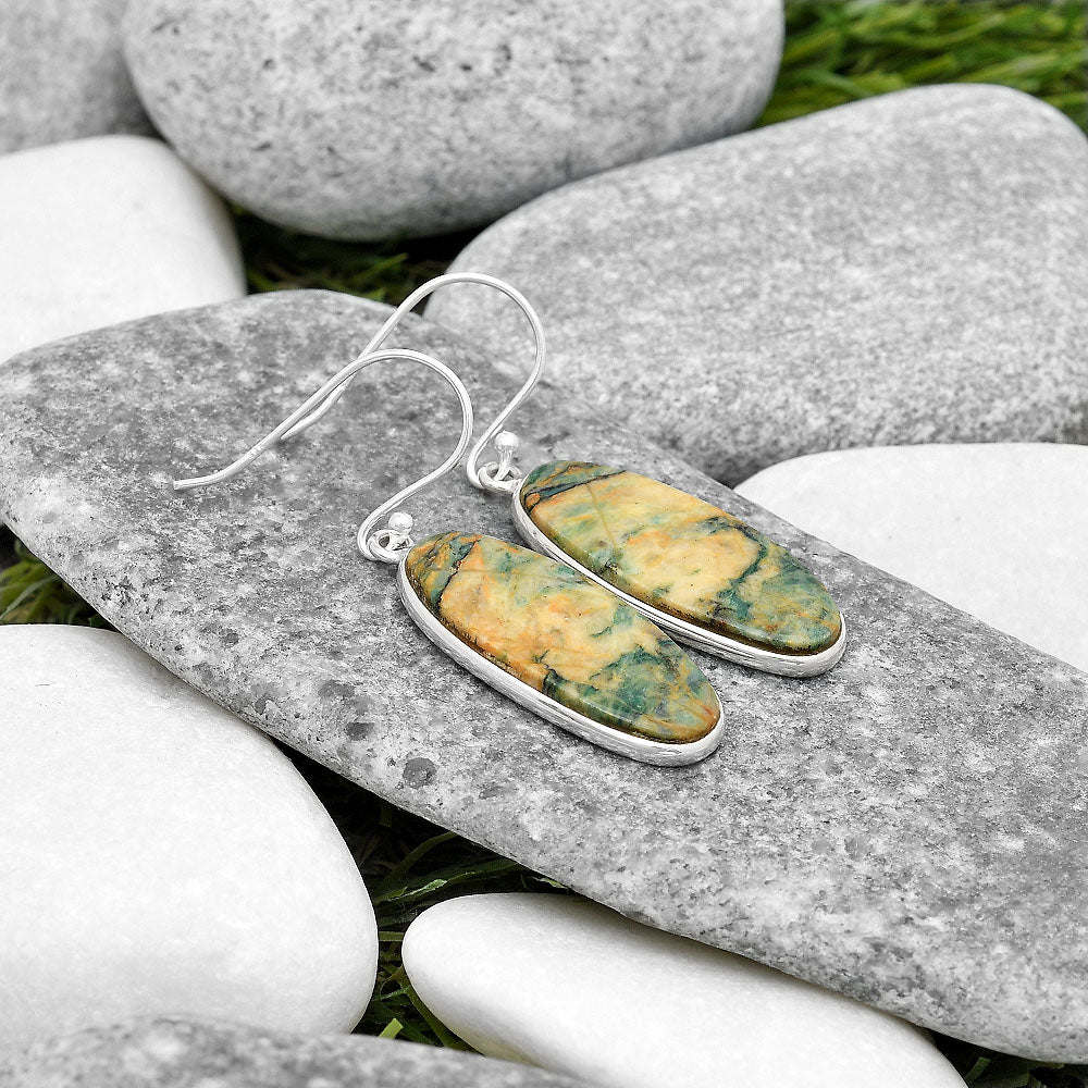 Natural Tree Weed Moss Agate - India Earrings E-1001 SDE70411