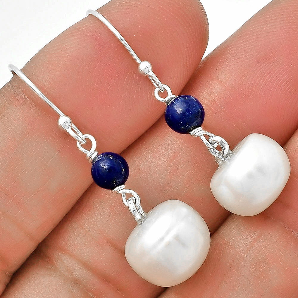 Fresh Water Pearl & Lapis Lazuli Earrings E-1010 SDE70566