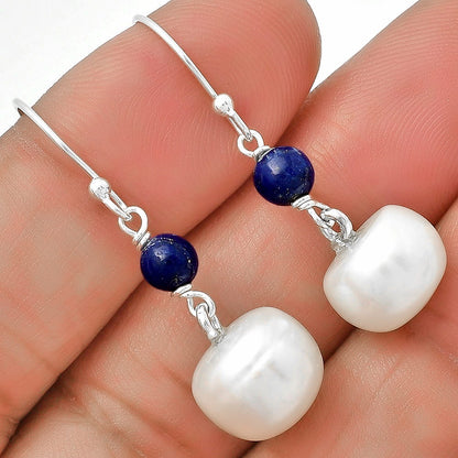 Fresh Water Pearl & Lapis Lazuli Earrings E-1010 SDE70566