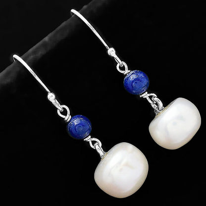 Fresh Water Pearl & Lapis Lazuli Earrings E-1010 SDE70566