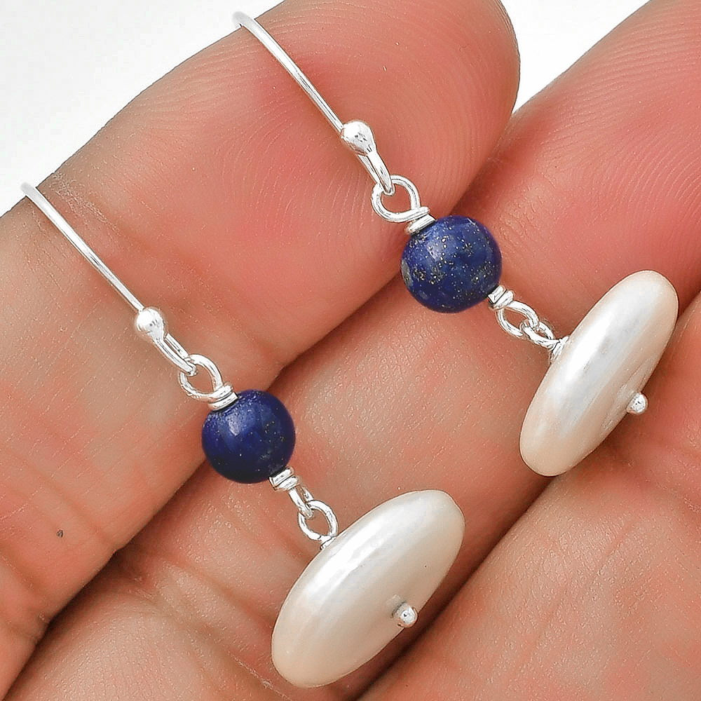 Fresh Water Pearl & Lapis Lazuli Earrings E-1009 SDE70570
