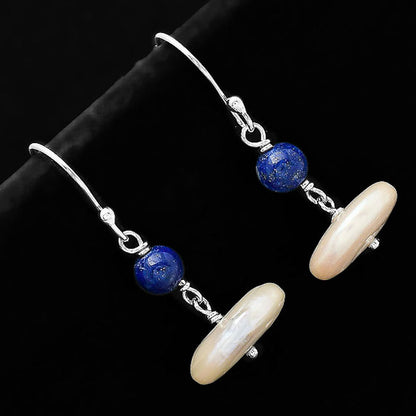 Fresh Water Pearl & Lapis Lazuli Earrings E-1009 SDE70570