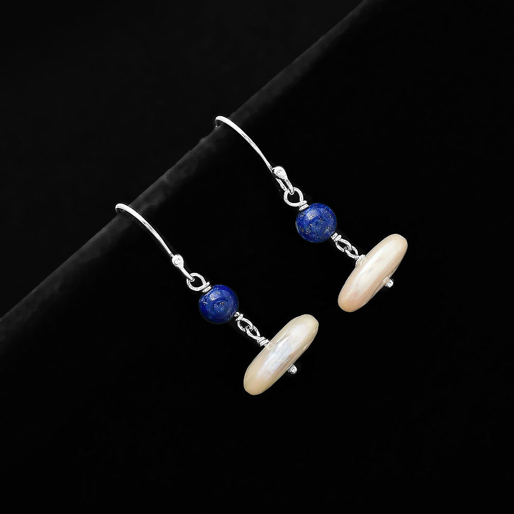 Fresh Water Pearl & Lapis Lazuli Earrings E-1009 SDE70570