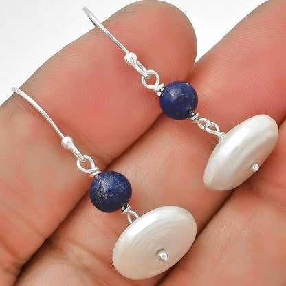 Fresh Water Pearl & Lapis Lazuli Earrings E-1009 SDE70572