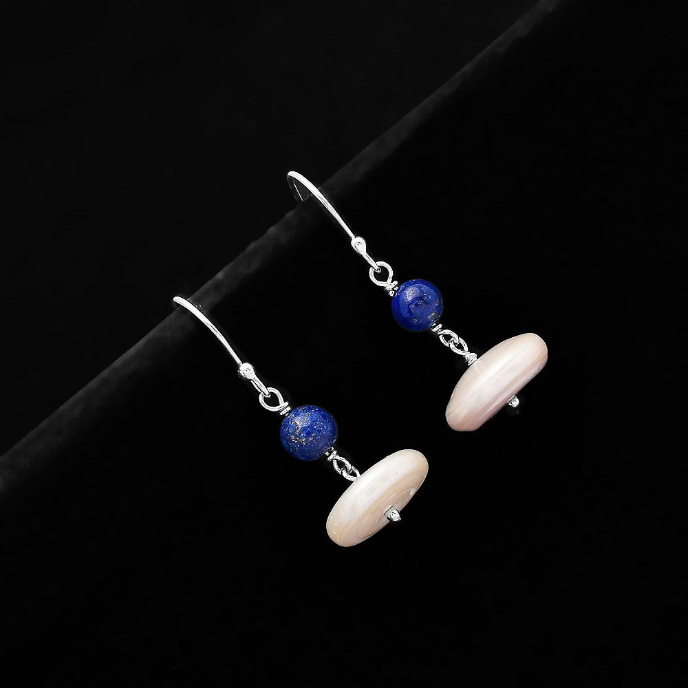 Fresh Water Pearl & Lapis Lazuli Earrings E-1009 SDE70572