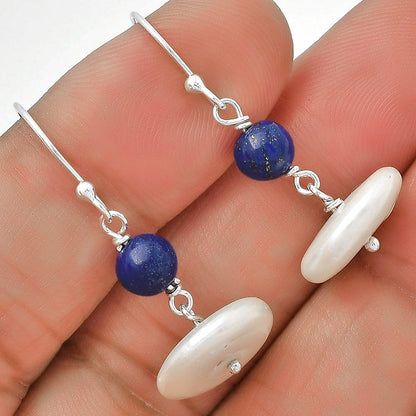 Fresh Water Pearl & Lapis Lazuli Earrings E-1009 SDE70573