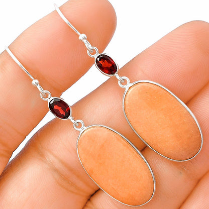 Natural Orange Aventurine & Garnet Earrings E-1002 SDE77342