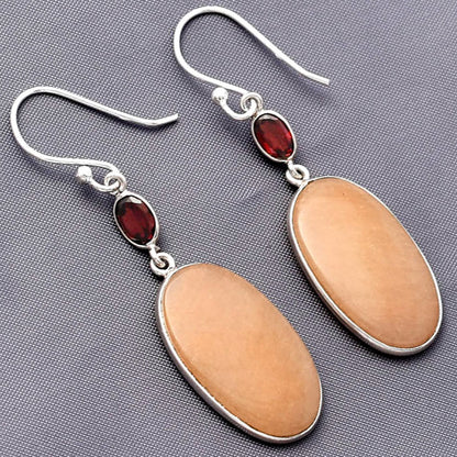 Natural Orange Aventurine & Garnet Earrings E-1002 SDE77342