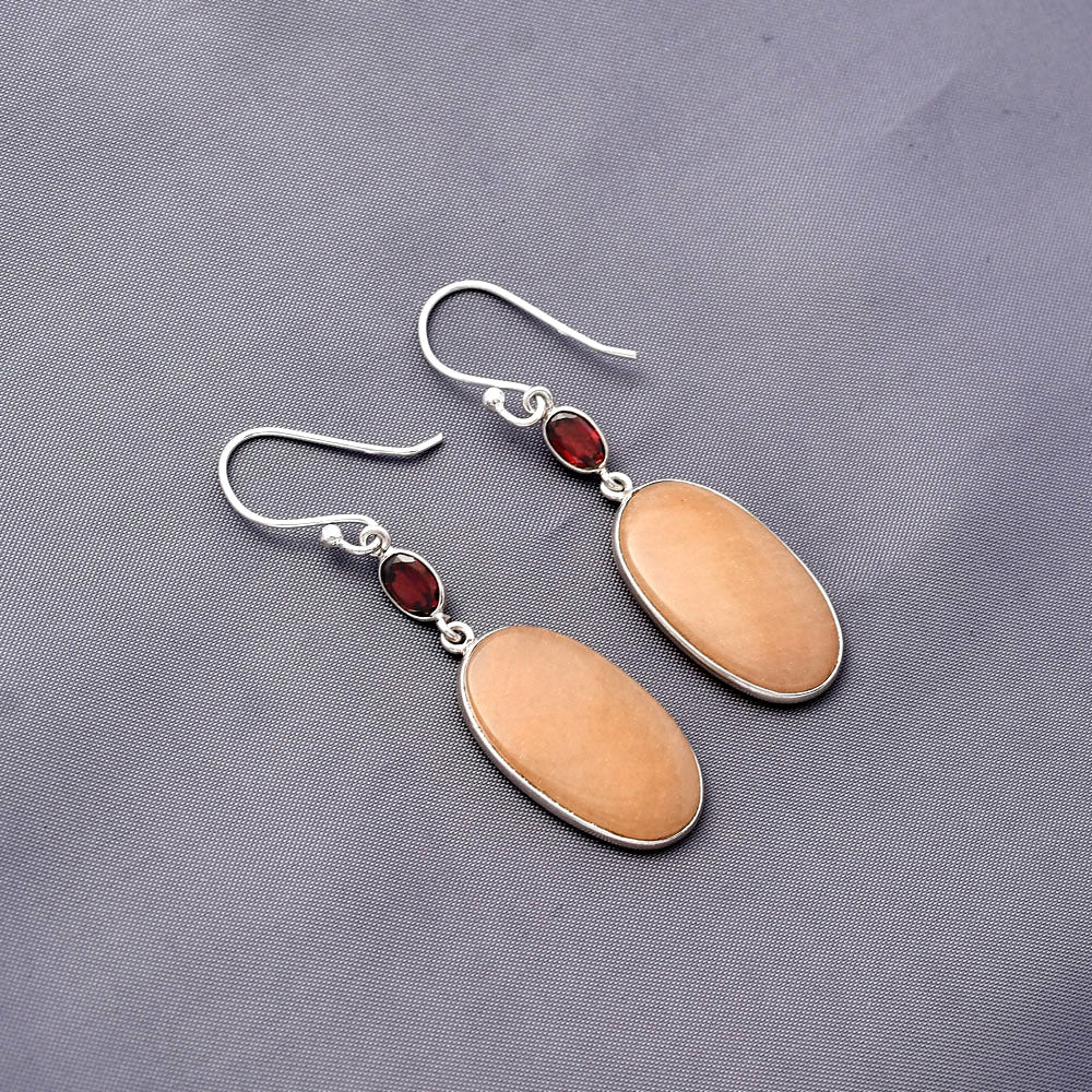 Natural Orange Aventurine & Garnet Earrings E-1002 SDE77342