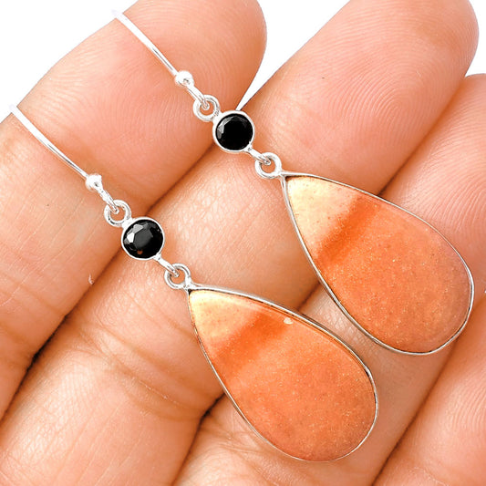 Natural Pink Aventurine & Black Onyx Earrings E-1002 SDE77361