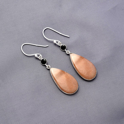Natural Pink Aventurine & Black Onyx Earrings E-1002 SDE77361