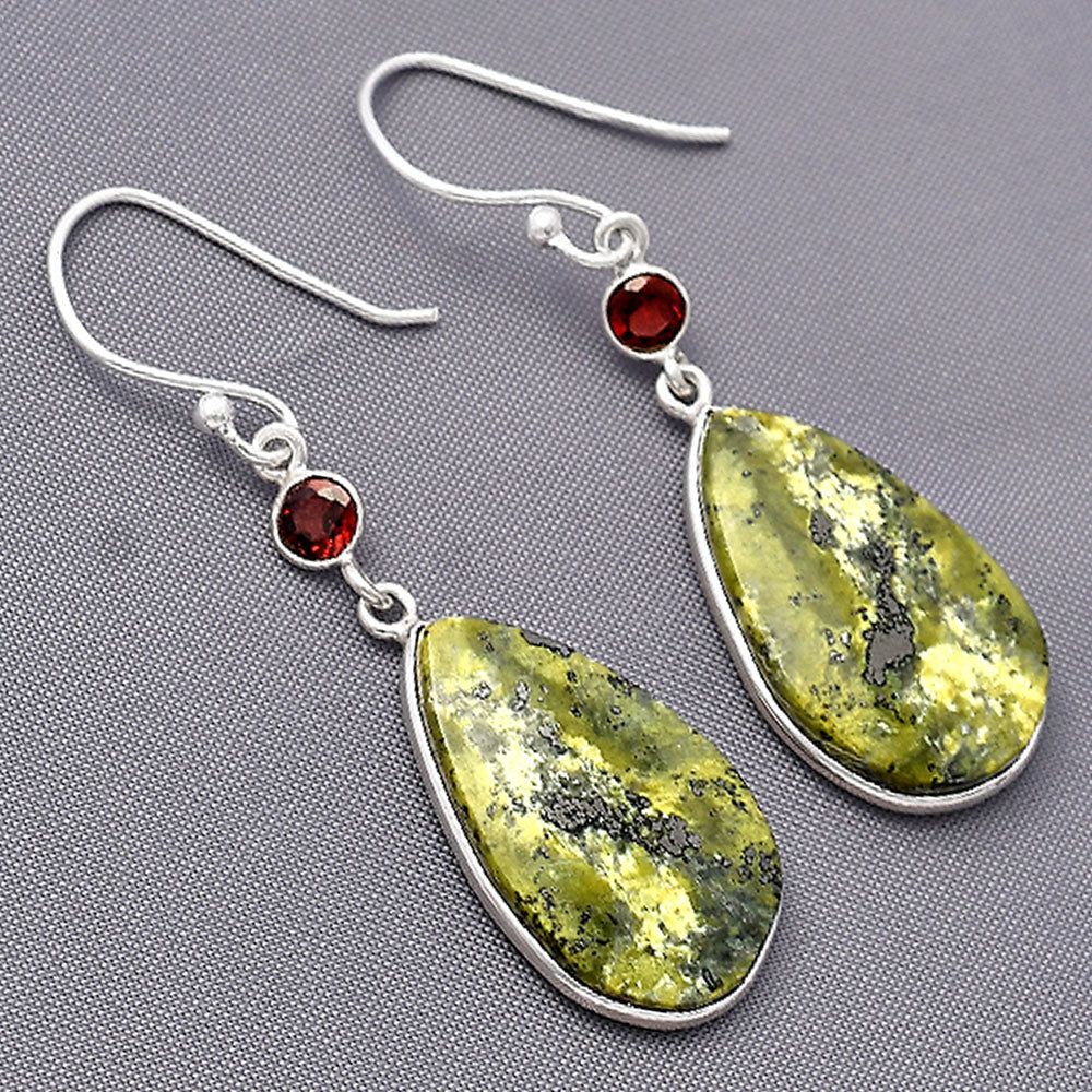Natural Serpentine & Garnet Earrings E-1002 SDE77425