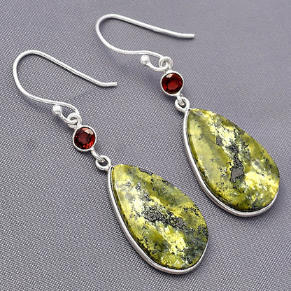 Natural Serpentine & Garnet Earrings E-1002 SDE77425
