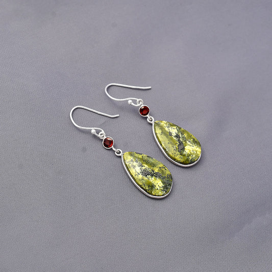 Natural Serpentine & Garnet Earrings E-1002 SDE77425