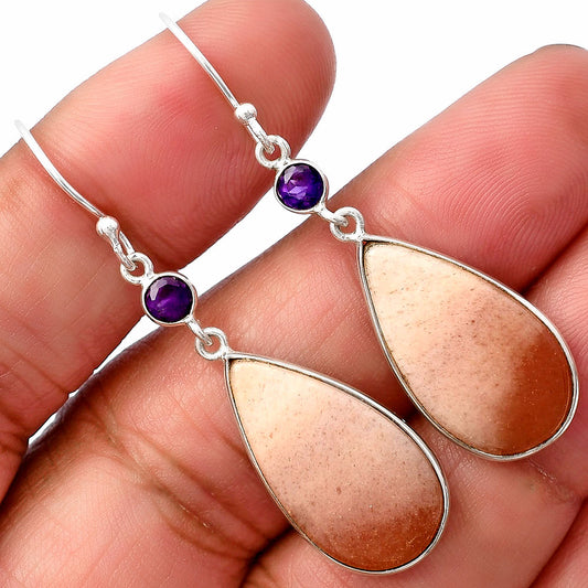 Natural Pink Aventurine & Amethyst Earrings E-1002 SDE77437