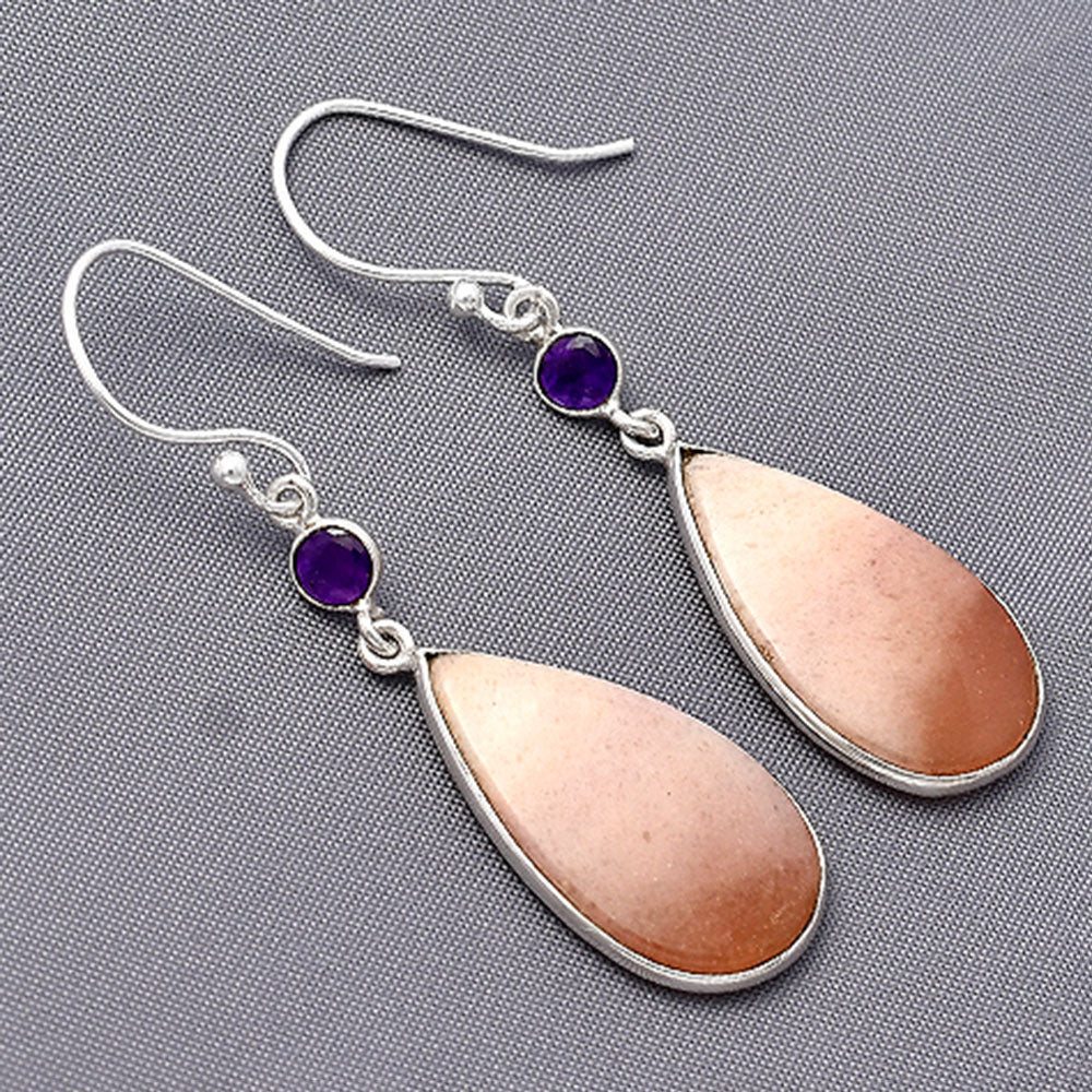 Natural Pink Aventurine & Amethyst Earrings E-1002 SDE77437