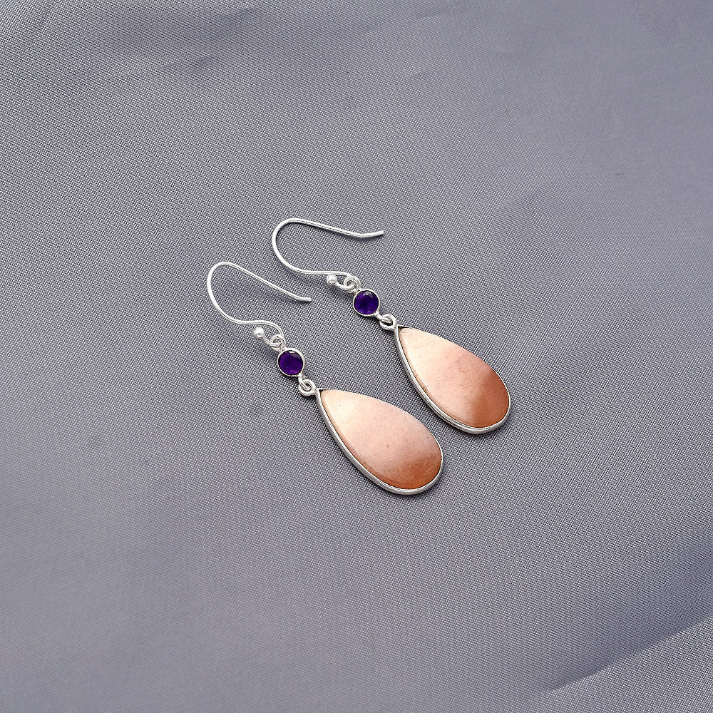 Natural Pink Aventurine & Amethyst Earrings E-1002 SDE77437