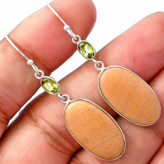 Natural Orange Aventurine & Peridot Earrings E-1002 SDE77467
