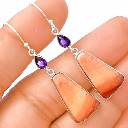 Natural Pink Aventurine & Amethyst Earrings E-1002 SDE77472