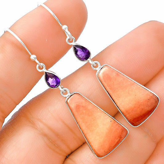 Natural Pink Aventurine & Amethyst Earrings E-1002 SDE77472