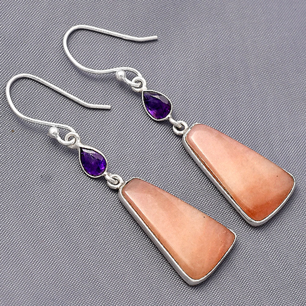 Natural Pink Aventurine & Amethyst Earrings E-1002 SDE77472