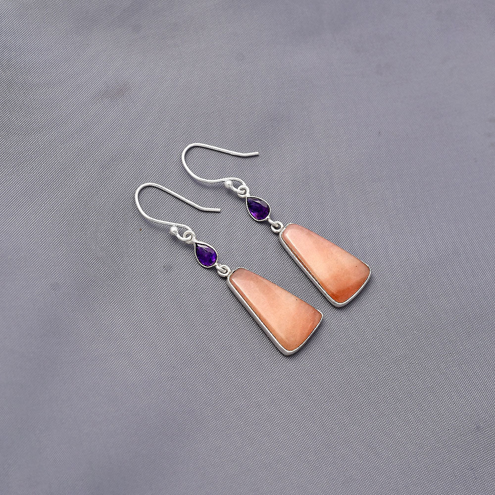 Natural Pink Aventurine & Amethyst Earrings E-1002 SDE77472