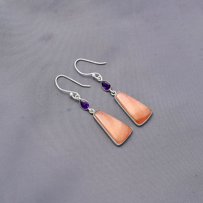 Natural Pink Aventurine & Amethyst Earrings E-1002 SDE77472