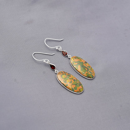 Natural Bamboo Jasper & Garnet Earrings E-1002 SDE77484