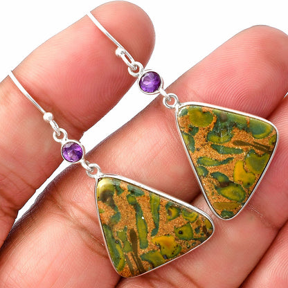 Natural Bamboo Jasper & Amethyst Earrings E-1002 SDE77490