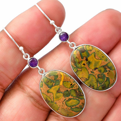 Natural Bamboo Jasper & Amethyst Earrings E-1002 SDE77492