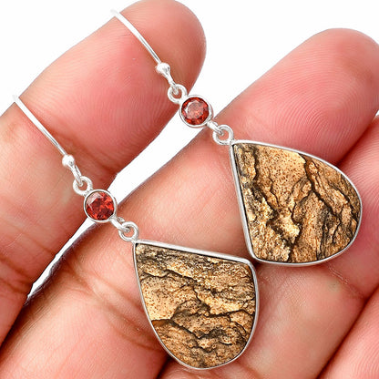 Natural Picture Jasper & Garnet Earrings E-1002 SDE77522